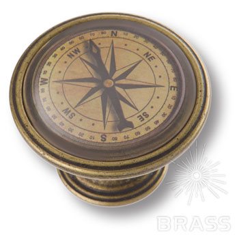 550BR76 Ручка кнопка NAVIGATOR, компас, старая бронза