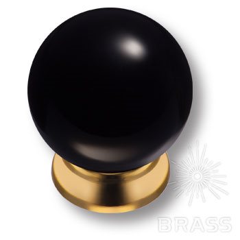 5102-133 Ручка кнопка с черным шаром современная классика, глянцевое золото