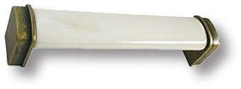 397B2 Ручка скоба керамика с металлом, цвет молочный 128 мм