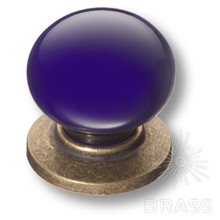 3005-40-COBALT Ручка кнопка керамика с металлом, синий/старая бронза