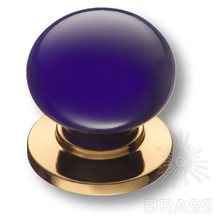 3005-60-COBALT Ручка кнопка керамика с металлом, синий/глянцевое золото