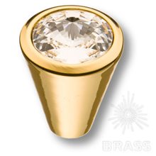 25.355.24.SWA.19 Ручка кнопка с кристаллом Swarovski эксклюзивная коллекция, глянцевое золото 24K