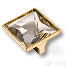 15.390.32.SWA.19 Ручка кнопка с кристаллом Swarovski эксклюзивная коллекция, глянцевое золото 32 мм