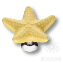 STAR 002 Ручка кнопка керамика, жёлтый/ глянцевый хром