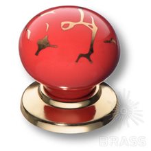 3005-60-RED 449 GOLD Ручка кнопка керамика с металлом, красный/глянцевое золото