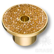 STONE16/O-SW/O Ручка кнопка c золотыми кристаллами Swarovski, цвет покрытия - глянцевое золото 16 мм