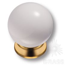 5102-102 Ручка кнопка с белым шаром современная классика, глянцевое золото
