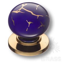 3005-60--COBALT 449 GOLD Ручка кнопка керамика с металлом, синий/глянцевое золото