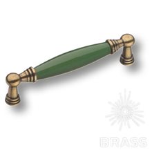 1160-40-128-GREEN Ручка скоба керамика с металлом, зелёный/старая бронза 128 мм
