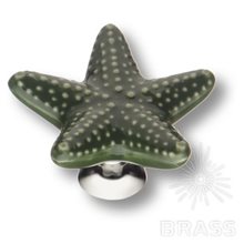 STAR 001 Ручка кнопка керамика, зелёный/глянцевый хром