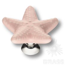 STAR 004 Ручка кнопка керамика, розовый/глянцевый хром