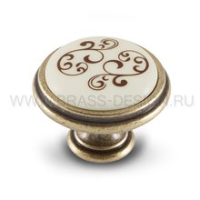 WPO.77.01.P4.000.D1 Ручка-кнопка  бронза состаренная/керамика коричневые узоры