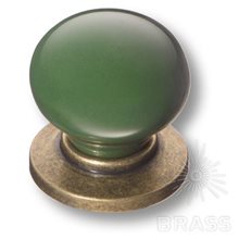 3005-40-GREEN Ручка кнопка керамика с металлом, зелёный/старая бронза