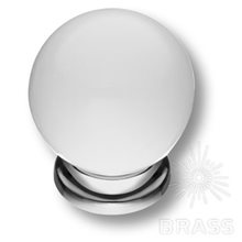 5101-402 Ручка кнопка с белым шаром современная классика, глянцевый хром