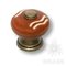 394MA Ручка кнопка керамика с металлом, белые полосы на коричневом