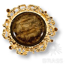 09.32.MO19 Ручка кнопка "Kora" эксклюзивная коллекция, глянцевое золото 24 к, 32 мм