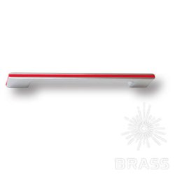182160MP02PL17 Ручка скоба модерн, глянцевый хром с красной вставкой 160 мм