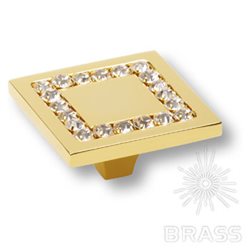 0771-030-3 Ручка кнопка, латунь с кристаллами Swarovski, глянцевое золото 24K