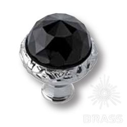 0Z5744.BN0.50 Ручка кнопка с черным кристаллом Swarovski эксклюзивная коллекция, глянцевый хром