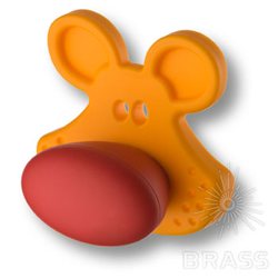 488025ST07/ST09 Ручка кнопка, оранжевый мышонок с красным носом