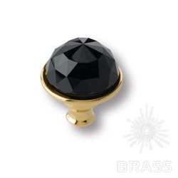 0Z5741.BN0.00 Ручка кнопка с черным кристаллом Swarovski эксклюзивная коллекция, глянцевое золото