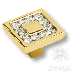 0771-030-2 Ручка кнопка, латунь с кристаллами Swarovski, глянцевое золото 24K