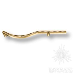 2573-003-160-LEFT Ручка скоба, латунь с кристаллами Swarovski, глянцевое золото160мм