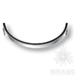 2574-005-160 BLACK Ручка скоба, латунь с чёрными кристаллами Swarovski, глянцевый хром 160 мм