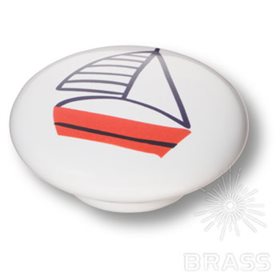 B-105 Ручка кнопка керамика, парусник